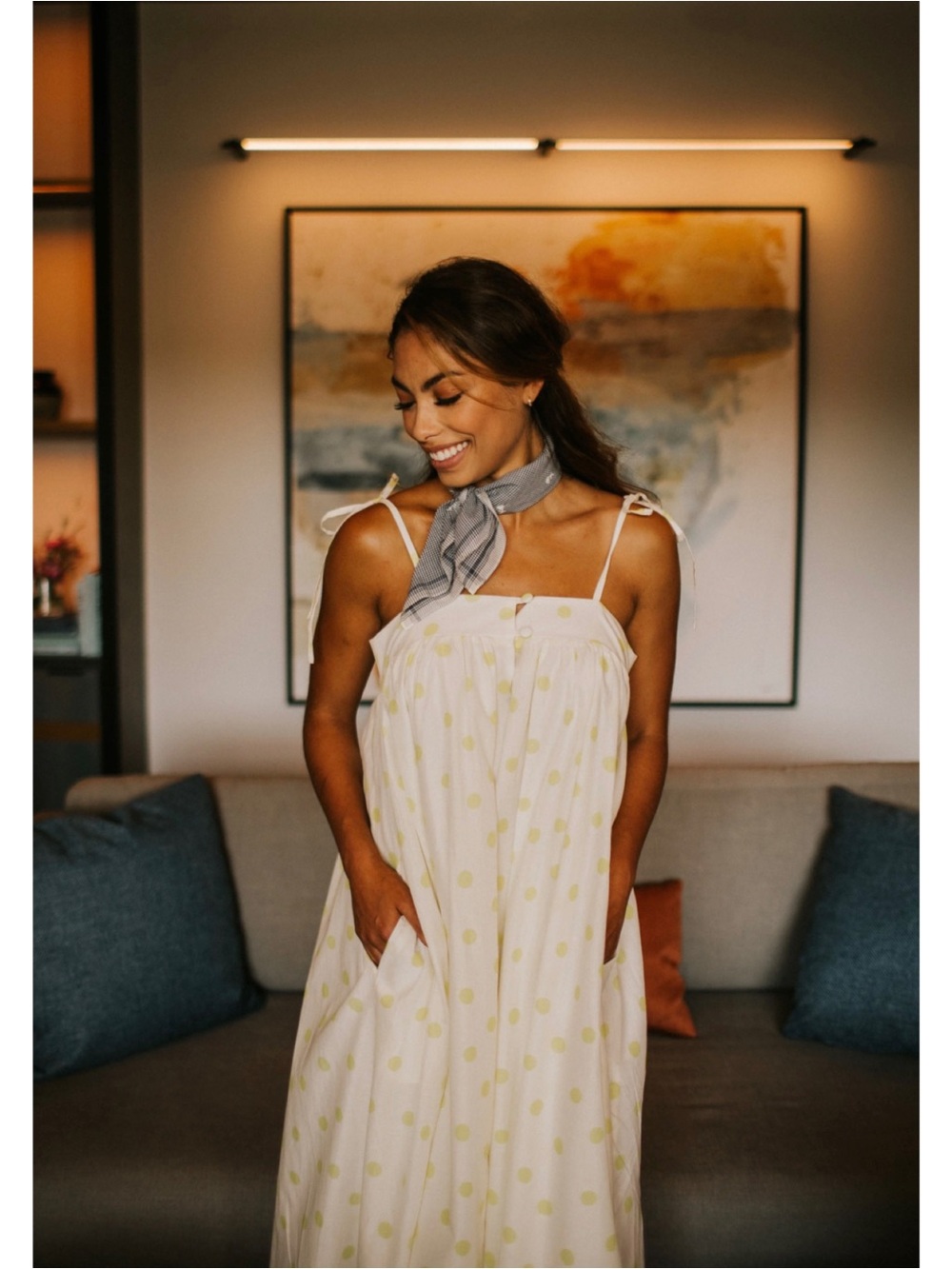 Anthropologie WHIT TWO Polka Dot Maxi Dress Boho Resortwear Medium - Picture 2 of 16